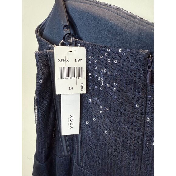Aqua Women's Size 14 Blue Sequined Corset Mermaid Gown Dress NWT - Picture 10 of 10